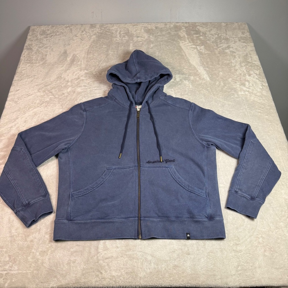NWOT American Giant Womens Classic Full Zip Hoodie‎ L Washed Blue Heavyweight